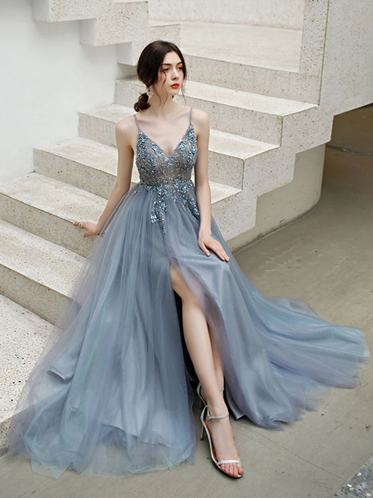 TCR Bluish Grey Mermaid Evening Gown! – TheClothingRental